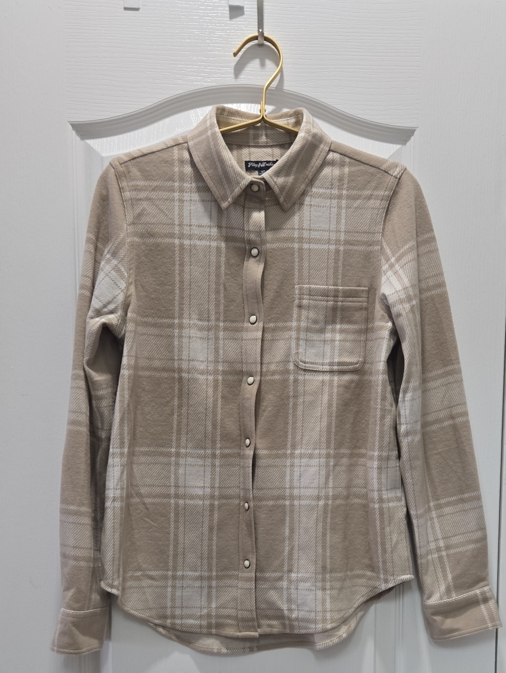 Cozy Beige Plaid Button-Front Jacket